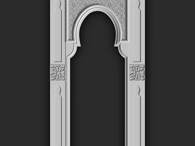 Decorative Architectural Component With Arched Design And Intricate Carved Patterns 3d model