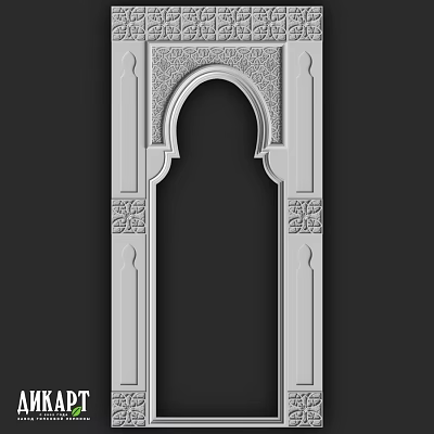 Decorative Architectural Component With Arched Design And Intricate Carved Patterns 3d model
