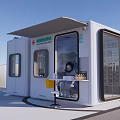 Mobile Nucleic Acid Testing Booth With Transparent Windows Staff And Outdoor Setting 3d model