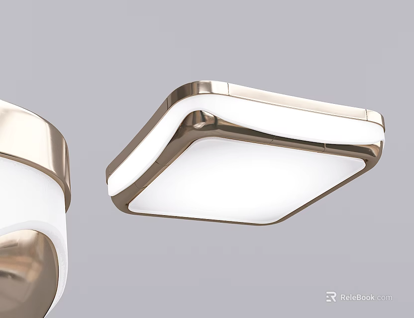 Modern Square Ceiling Light With Metal Frame And White Luminous Surface 3d model