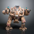Futuristic Armored Mechanical Creature Featuring Multiple Legs Blue Lights And Heavy Armor