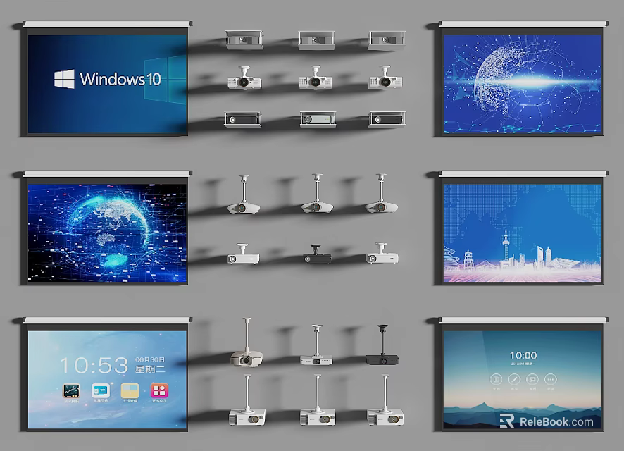 Advanced Projection Monitoring System With Multiple Screens Cameras And Digital Displays 3d model 