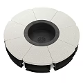 Outdoor Kitchen Fire Pit Round Concrete Design With Firewood Storage Compartments