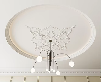French Gypsum Carved Ceiling Gypsum Line Light Plate Corner Round Ceiling 3d model