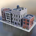 Classic Modern Detached Villa With Red Brick Facade Gray Stone Walls And White Window Frames 3d model
