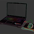 Gaming Laptop with RGB Backlit Keyboard Mouse and Mouse Pad Setup