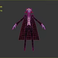 Game Movie Character With Blue Skin Yellow Eyes Red Vampire Cape And Black Suit