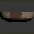 Hand Carved Artisan Ceramic Bowl Featuring Off White Body And Red Striped Base