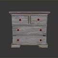 Vintage Light Colored Wooden Chest of Drawers With Metal Knobs And Multiple Drawers