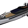 Luxury Yacht With Helicopter Sailing On Sea 3d model