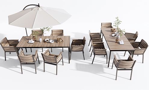 Modern Outdoor Table and Chair Outdoor Dining Table and Chair Outdoor Leisure Table and Chair Log Leisure Table and Chair Vase Jewelry Ornaments 3d model