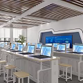 Computer Classroom Computer Desk and Chair Combination School Classroom 3d model