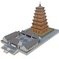 Ancient Architecture Featuring Multi Story Pagoda With Traditional Gray Tiled Roof And Attached Buildings