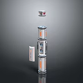 Modern Vertical Cylindrical Structure With Orange Stripes Top Device And Control Panel