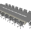 Long Modern Conference Table With Black Office Chairs In Professional Meeting Room