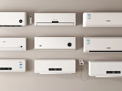 Various Wall Mounted Air Conditioner Fan Models With Modern Design For Home Use 3d model
