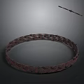 Circular Barbed Wire Mesh Ring With Single Barbed Stick On Dark Background