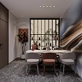 Guolong V9 Modern Reception Area With Marble Front Desk And Decorative Lights