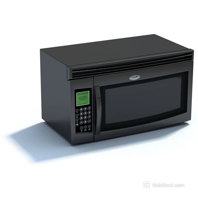 Modern Black Microwave Oven With Digital Control Panel And LED Display For Kitchen 3d model 