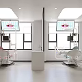 Bright Modern Dental Clinic Interior With Dental Chairs Screens And Windows