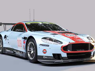 Light Blue Aston Martin Racing Car Exterior With Red Details 3d model