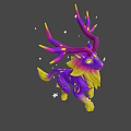 Colorful Game Movie Character With Purple Yellow Gradient Antlers And Starry Background