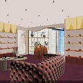 DUOHUA & VIVINER Boutique Interior Design With Purple Walls Display Shelves And Lighting