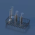 Household Glass And Metal Tubular Items Storage In Black Metal Rack