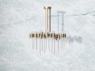 Elegant Modern Crystal Chandelier With Brass Frame And Hanging Crystal Stems 3d model