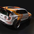 Orange And White Flash Punx Racing Car With Dynamic Design And Large Wheels