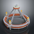 Lighting Fixture Set Round Chandelier With Candle Shaped Lamps Orange White Color And Chain Decoration