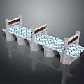 Stone Bridge Structure Design With Arches Blue Tiles Deck And Brown Railings