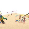 Colorful Outdoor Playground Equipment With Green Slides Swings And Climbing Structures