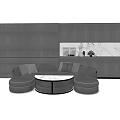 Modern L shaped Sectional Sofa With Round Coffee Table And Gray Wall Panels 3d model