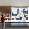 Enterprise Exhibition Hall Featuring 3D Models Regional Map And Interactive Visitor Displays 3d model
