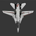White Fighter Jet with Streamlined Design and Landing Gear on Ground
