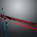Futuristic Blue And Red Long Blade Weapon With Metallic Frame And Glowing Elements 3d model