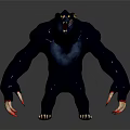 Ferocious Black Bear Like Creature Character With Yellow Eyes And Red Claws Standing