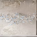 Contemporary Artistic Chandelier With Glass And Metal Flowing Sculptural Design For Interior Decor