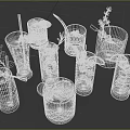 Various Wine Glasses Holding Colorful Cocktails With Fruit Herb And Citrus Decorations