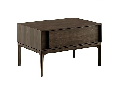 Modern Wooden Nightstand with Single Drawer and Sleek Dark Brown Finish Contemporary Bedroom Furniture 3d model