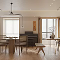 Modern Restaurant Interior With Open Space Wooden Flooring Dining Table Staircase Natural Light