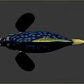 Colorful Tropical Aquatic Fish With Blue Body White Spots Yellow Fins And Blue Eyes