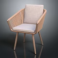 Modern Leisure Chair Featuring Light Gray Fabric Cushion and Wooden Frame Minimalist Design