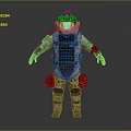 Sci Fi Tactical Character Wearing Camouflage Protective Suit With Helmet And Armor Gear