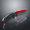 Tactical Red And Black Knife With Serrated Blade Carbon Fiber Handle Reflective Finish