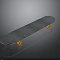 Blue Skateboard With Textured Deck And Orange Wheels On Dark Background