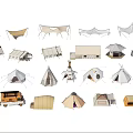 Various Types of Camping Tents Including Canvas and Dome Styles for Outdoor Adventures