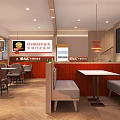 Nighttime Restaurant Exterior With Bright Red And White Neon Signage Large Windows And Visible Interior Tables