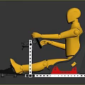 Yellow Mannequin Seated In Racing Simulator Seat With Steering Wheel And Pedals